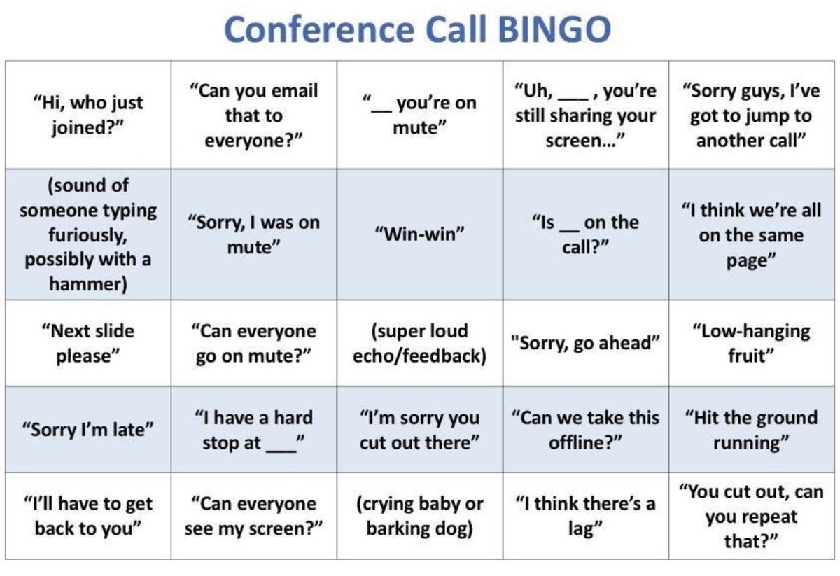 zoom conference call bingo
